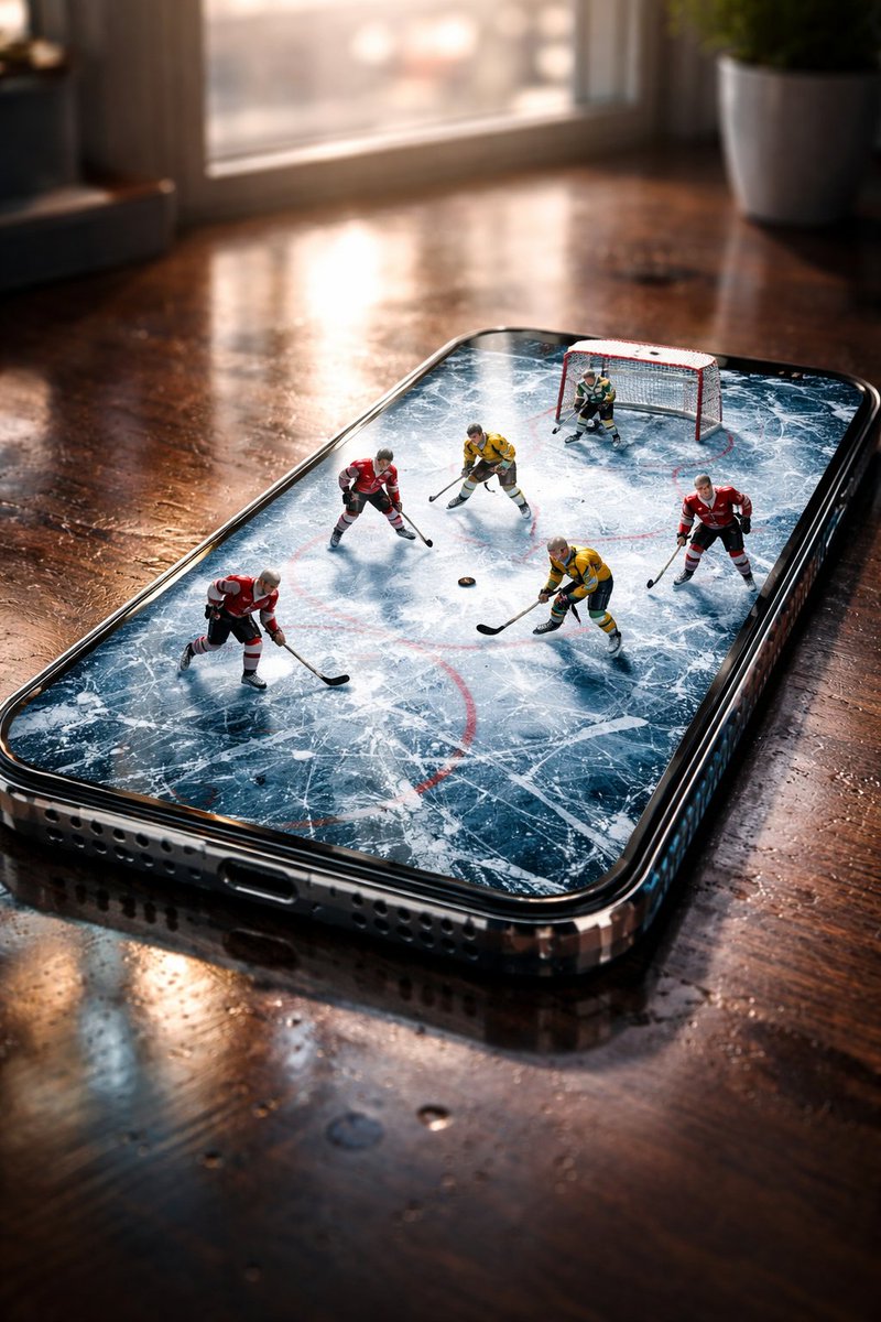 Create a hyper-realistic, stylish vertical poster featuring a smartphone lying on a table, transfor…