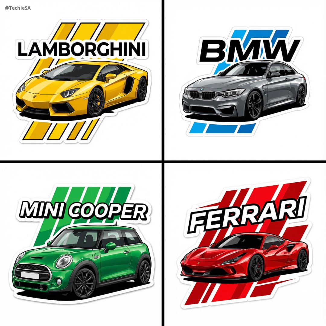 Create a high-quality vector art illustration of a [COLOR] [BRAND + MODEL] viewed from a dynamic fr…