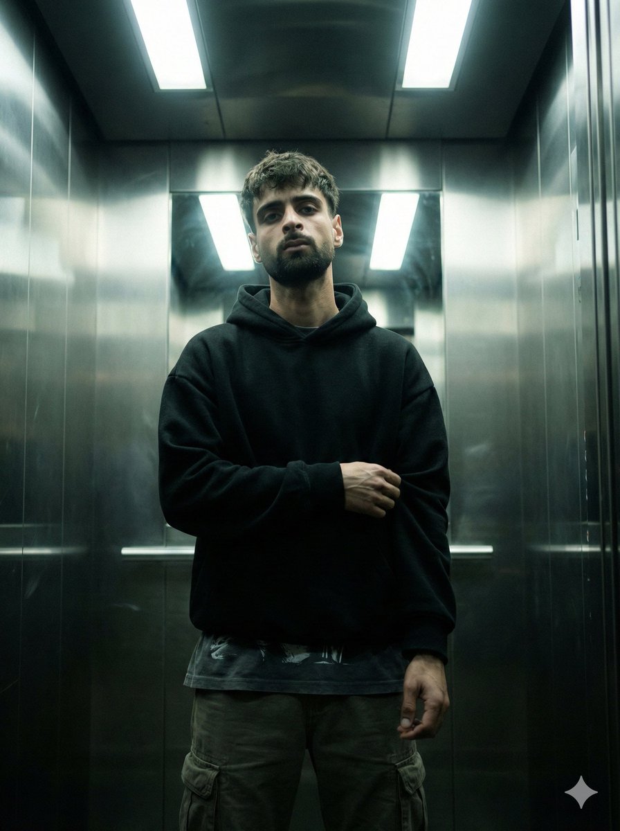 young man with calm intense expression
