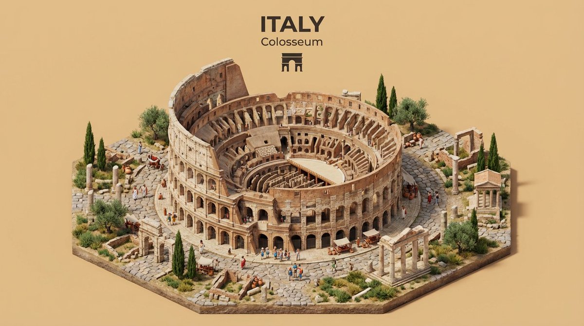 \Create an isometric miniature 3D diorama representing the iconic architecture of [COUNTRY NAME] th…