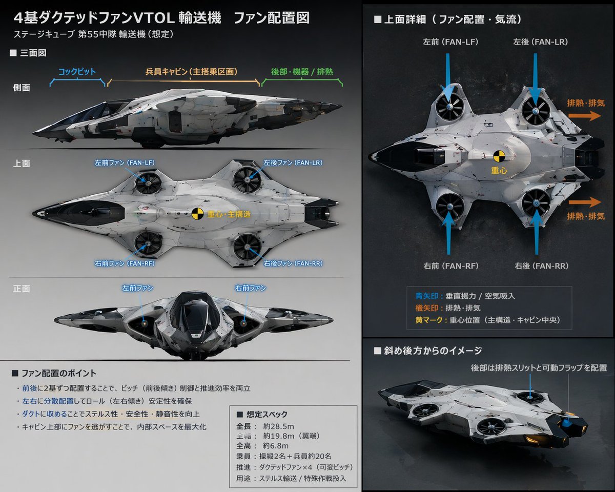 Sci-Fi VTOL Aircraft Technical Spec Sheet