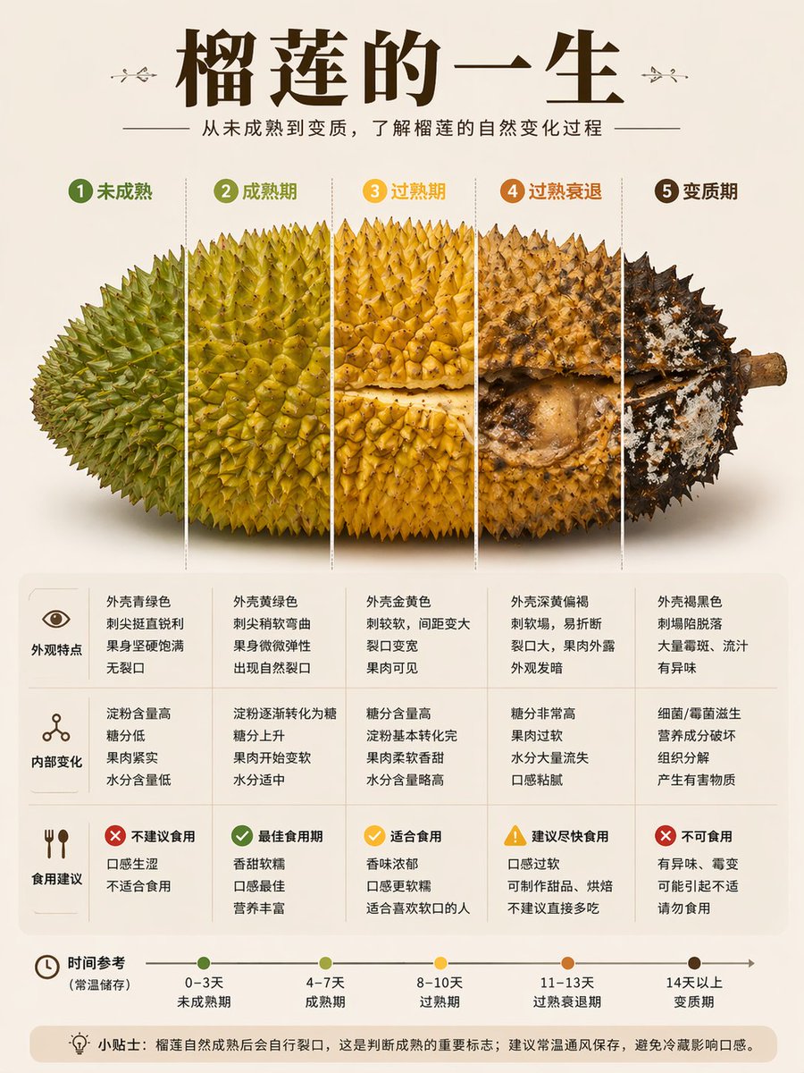 Durian Ripening Lifecycle Infographic