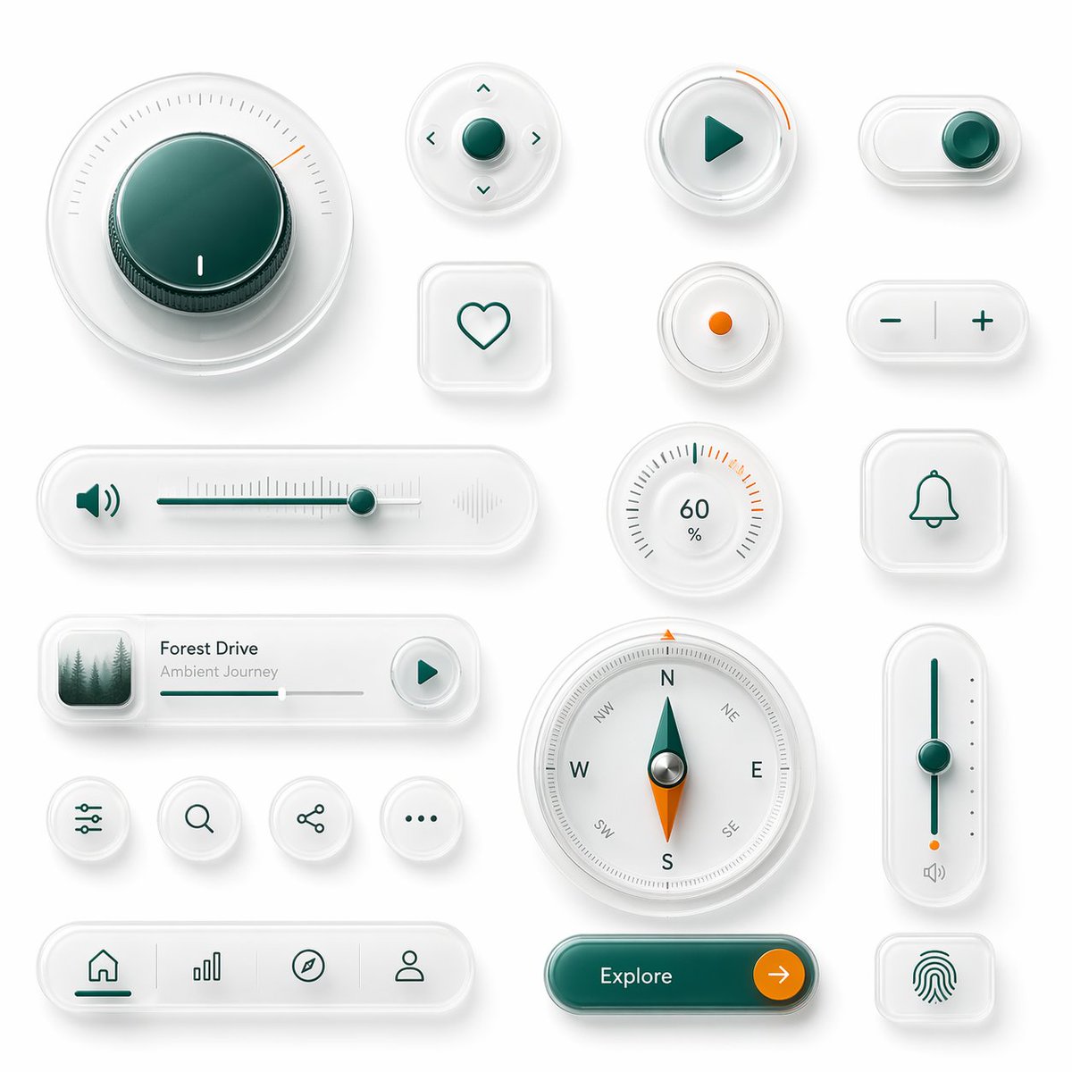 Neumorphic Glass UI Kit Board