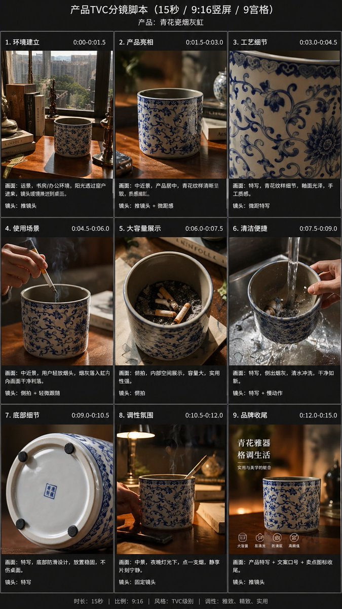 9-Panel Product TVC Storyboard