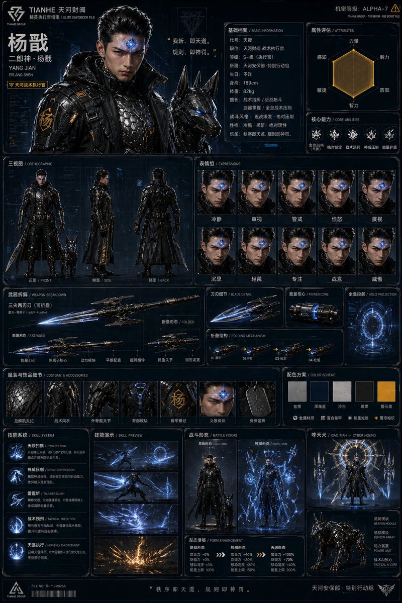 Oriental Cyberpunk Character Setting Sheet