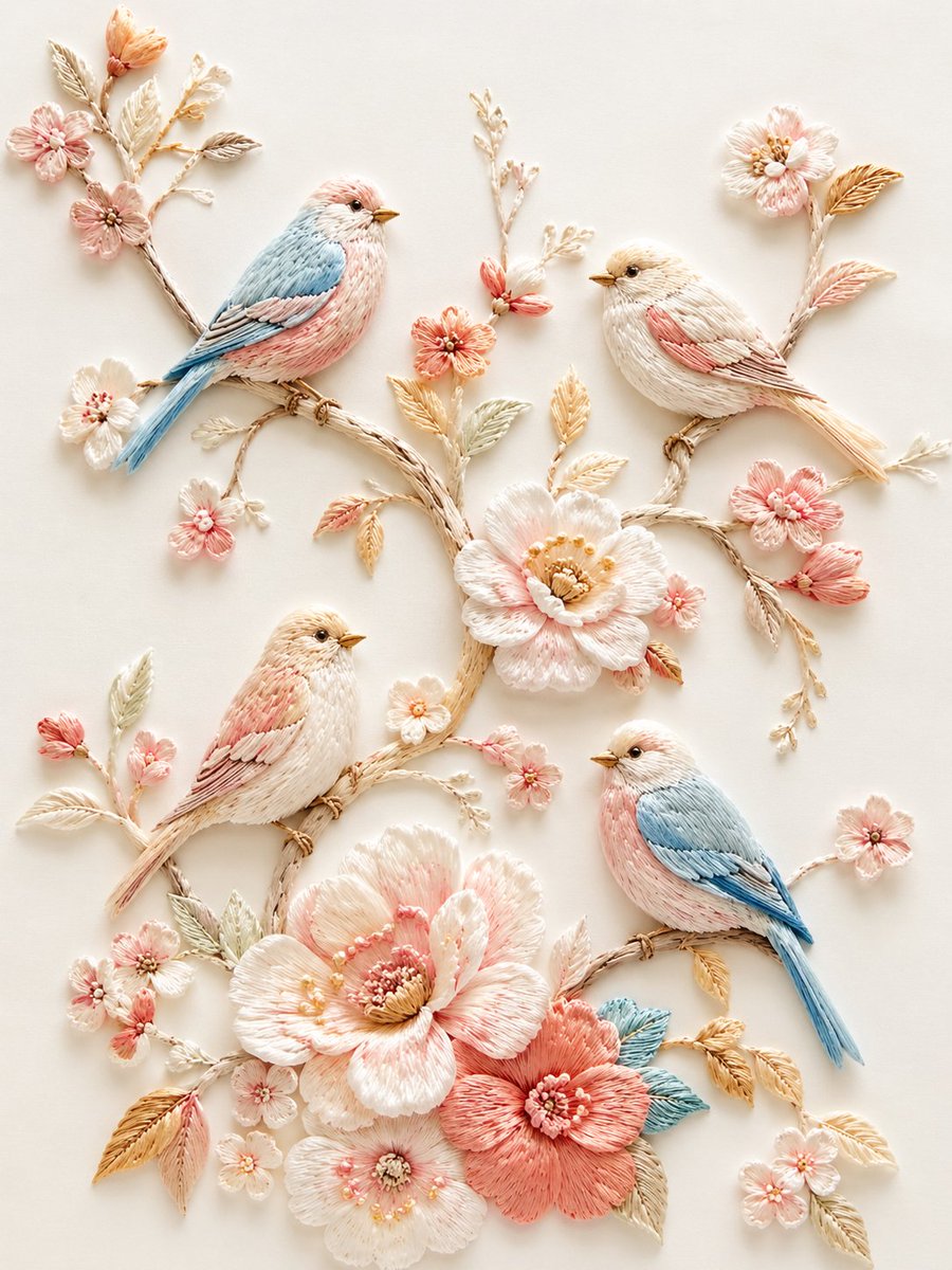 Exquisite Relief Embroidery Illustration