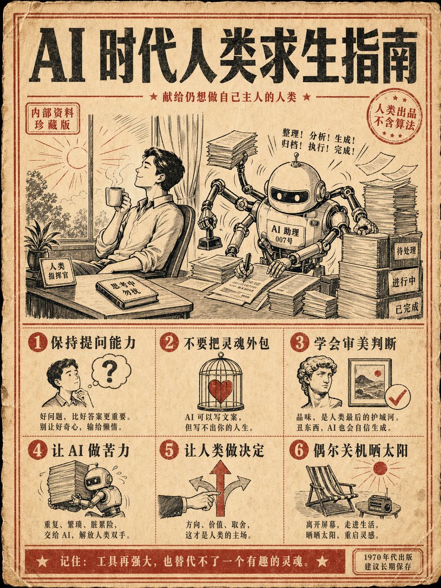 Retro AI Survival Guide Poster