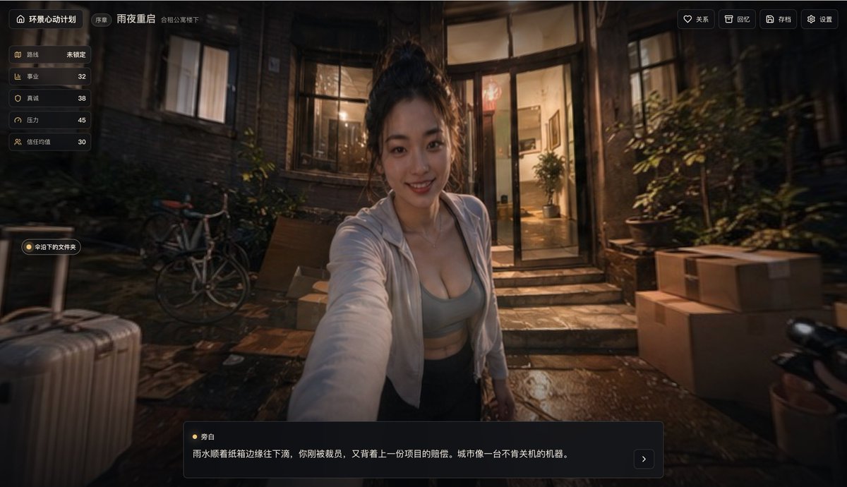 Rainy Night Visual Novel Game Screen