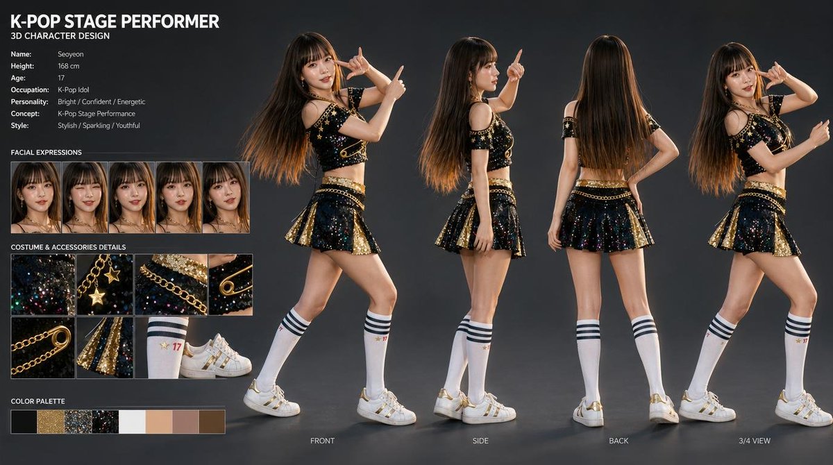 K-Pop Idol 3D Character Sheet