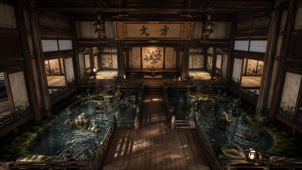Cinematic Japanese Temple Hall