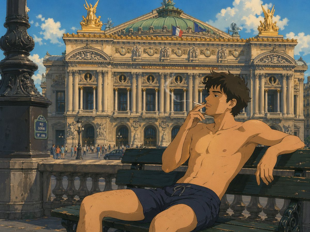 Ghibli-Style Man at Opéra Garnier