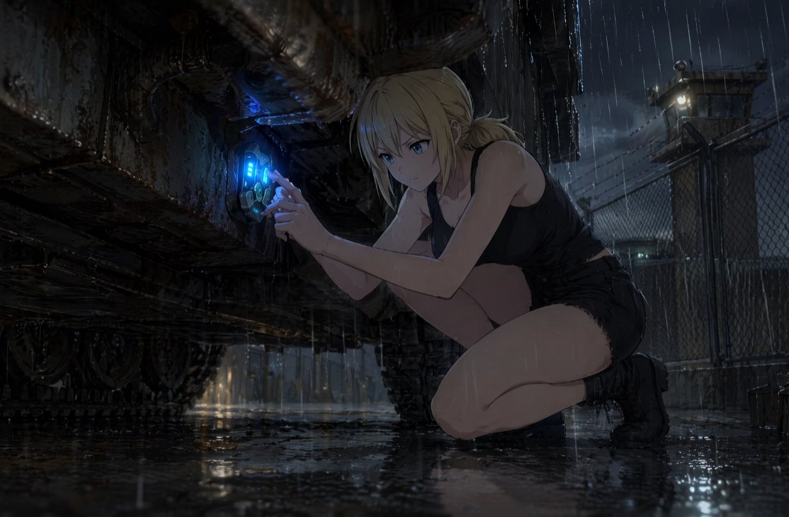 Rainy Sci-Fi Infiltration Scene