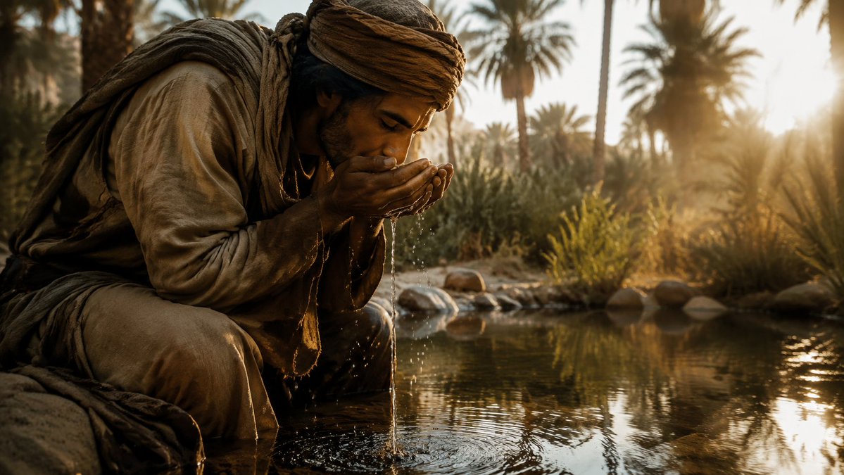 Cinematic Desert Oasis Traveler