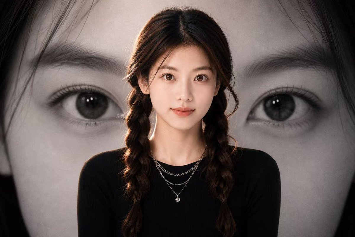 Black-and-White Eye Backdrop Portrait