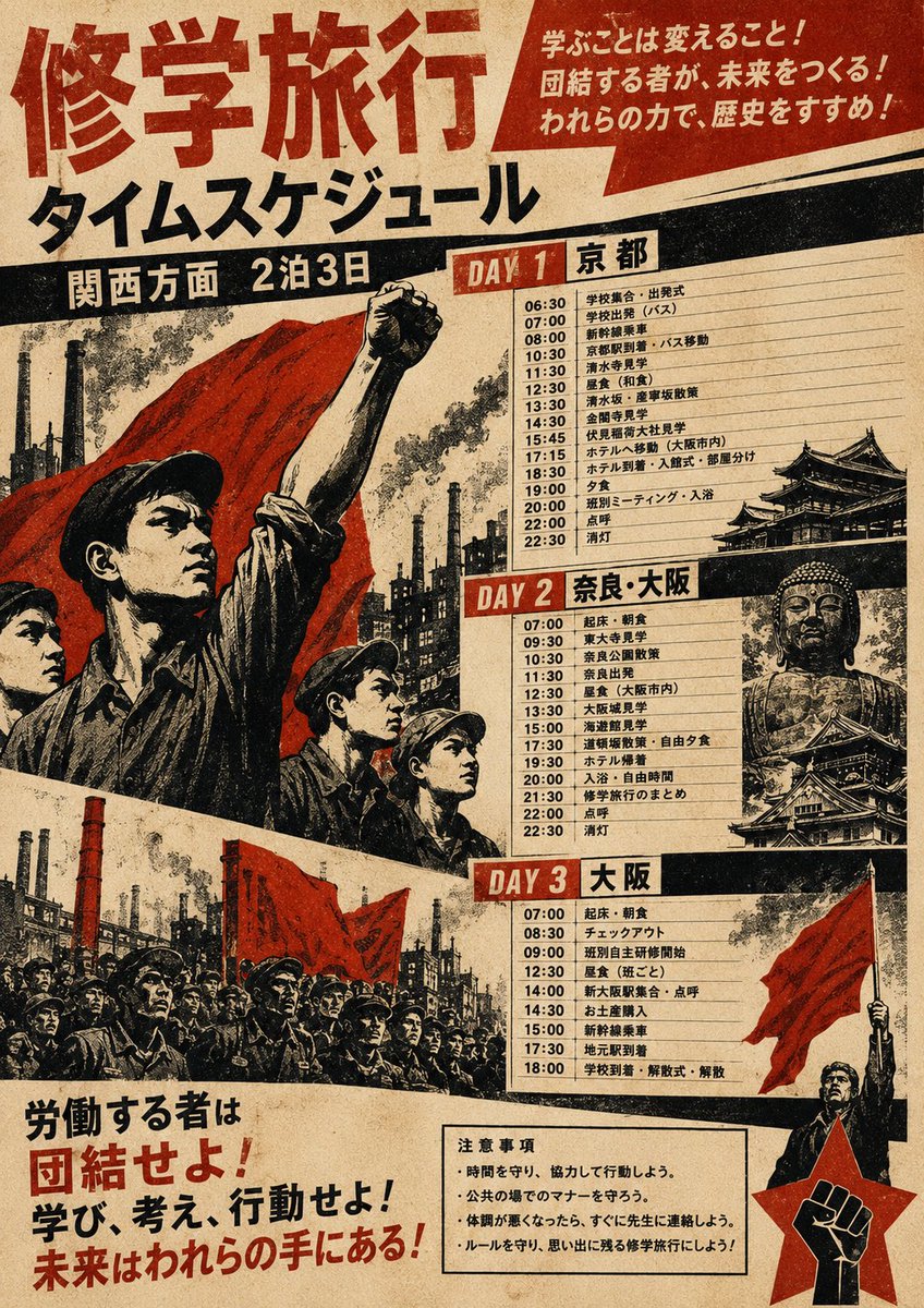 Propaganda School Trip Schedule Poster