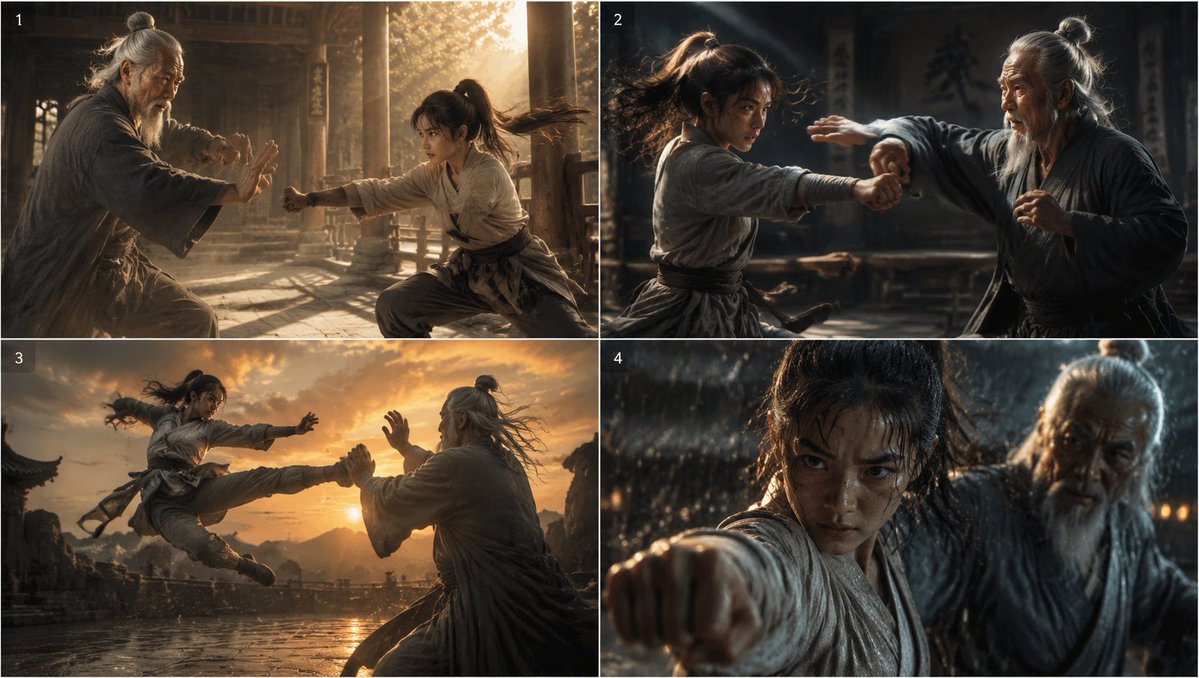 Cinematic Kung Fu Sparring Grid