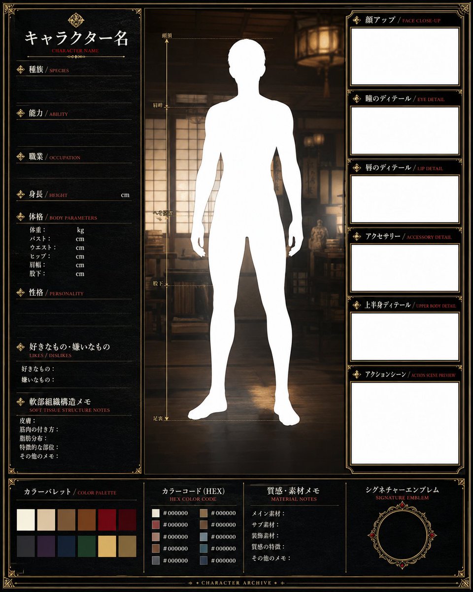 Fantasy Character Archive Sheet