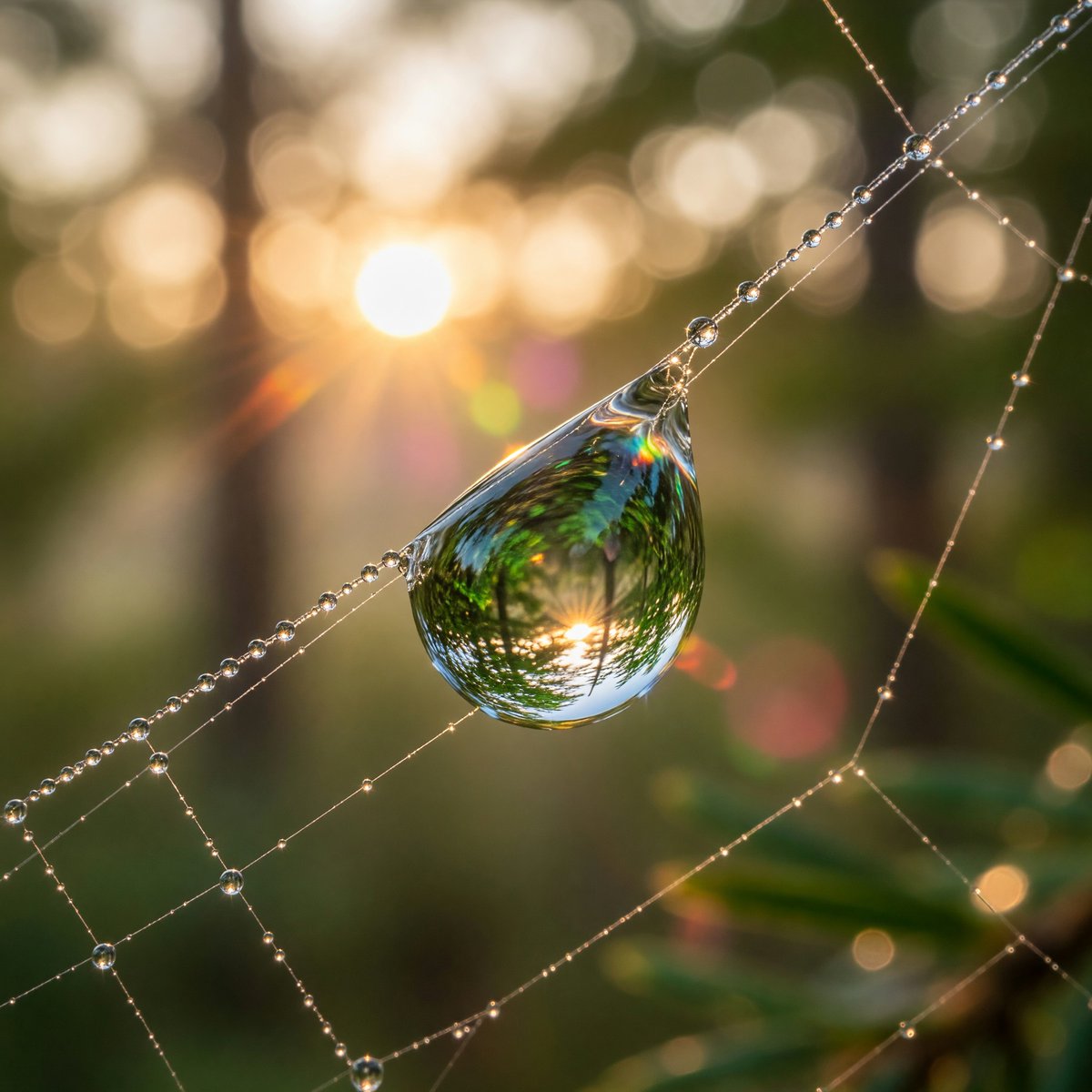 Macro Dewdrop on Spider Web