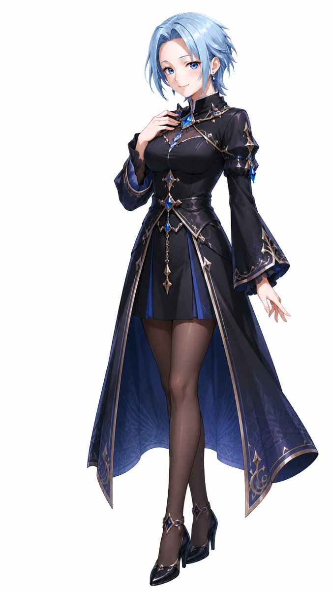 Elegant Blue-Haired Fantasy Woman