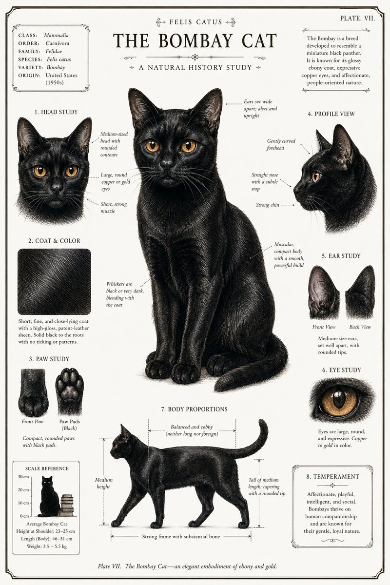 Vintage Black Cat Botanical Poster