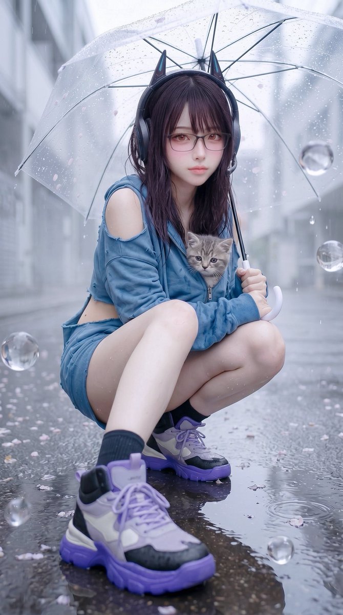 Rainy Cat-Ear Street Portrait