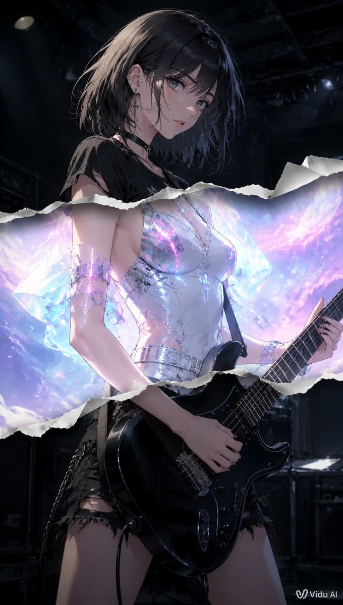Torn Paper Anime Guitarist