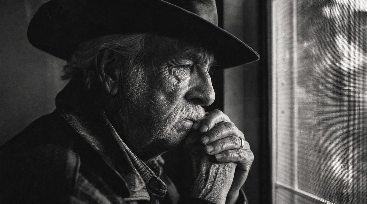 Moody Censored Elderly Man Portrait