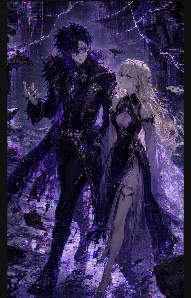 Gothic Cyberpunk Duo in Ruined City