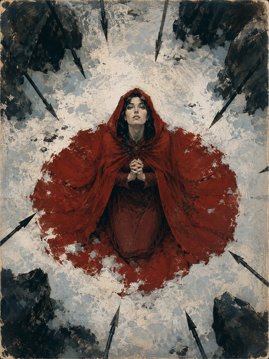 Crimson Cloak in Snow Illustration