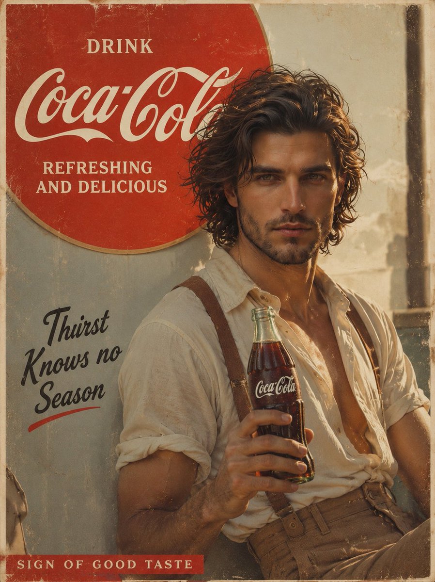 Prompt:
Create a cinematic vintage Coca Cola adver