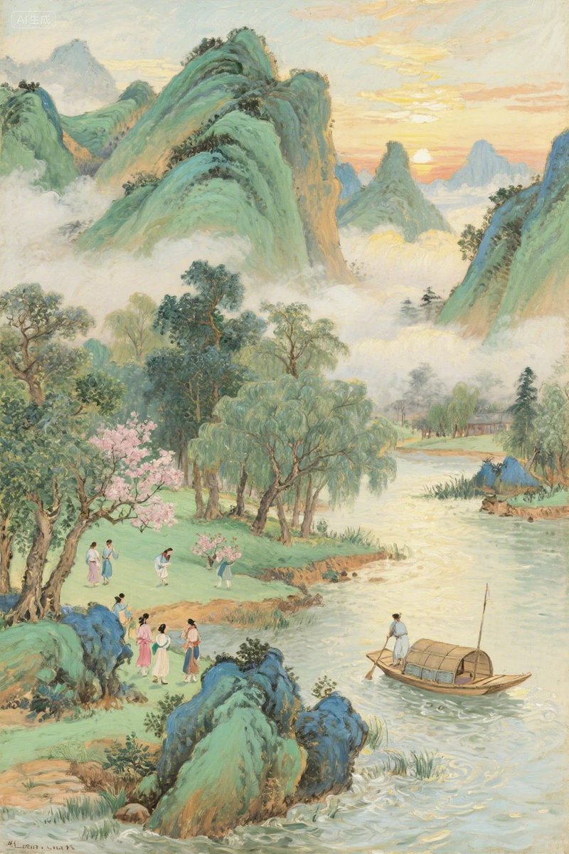 Misty Chinese Spring Riverscape