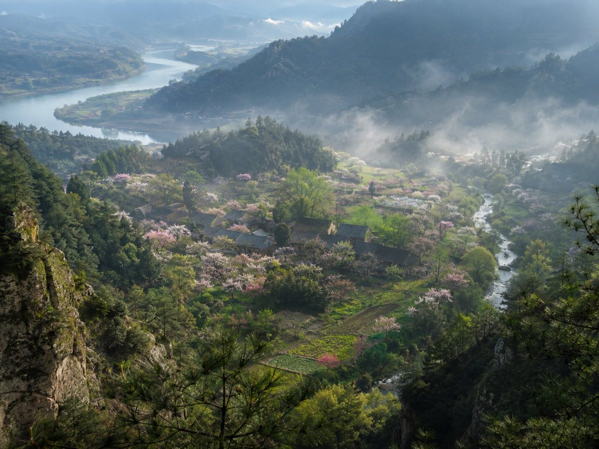 Misty Chinese Mountain Village