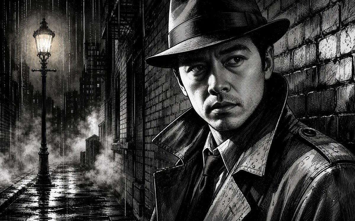 Noir Detective Comic Portrait