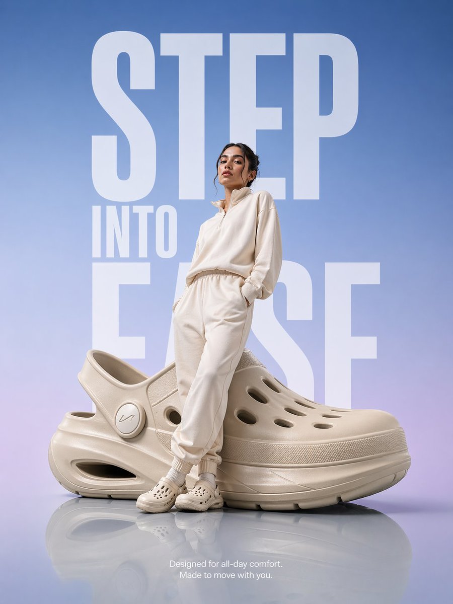 Futuristic Comfort Clog Product Advertisement