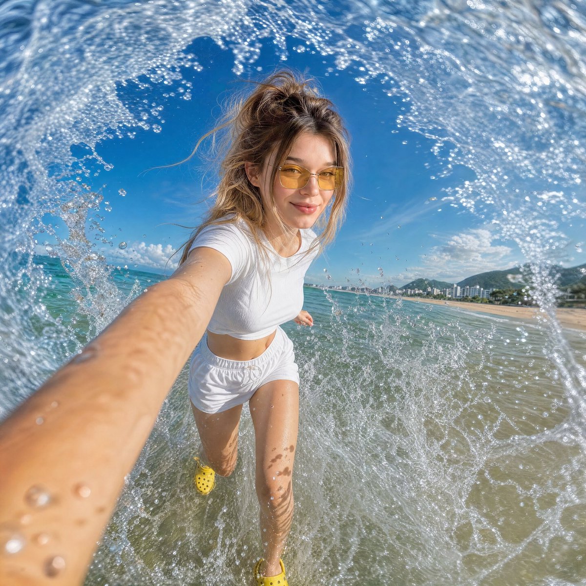 Dynamic Beach Action Selfie