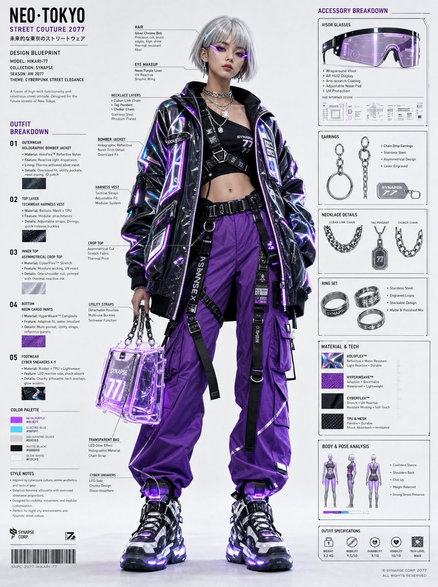 Cyberpunk Fashion Blueprint Sheet