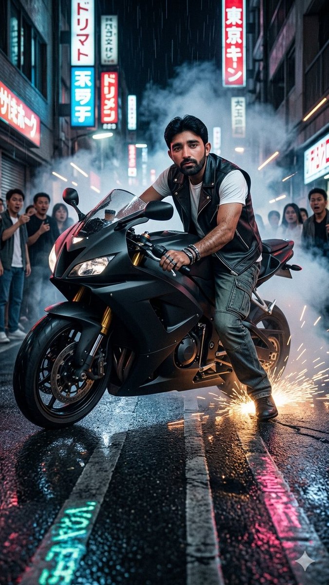 Tokyo Neon Motorcycle Drift