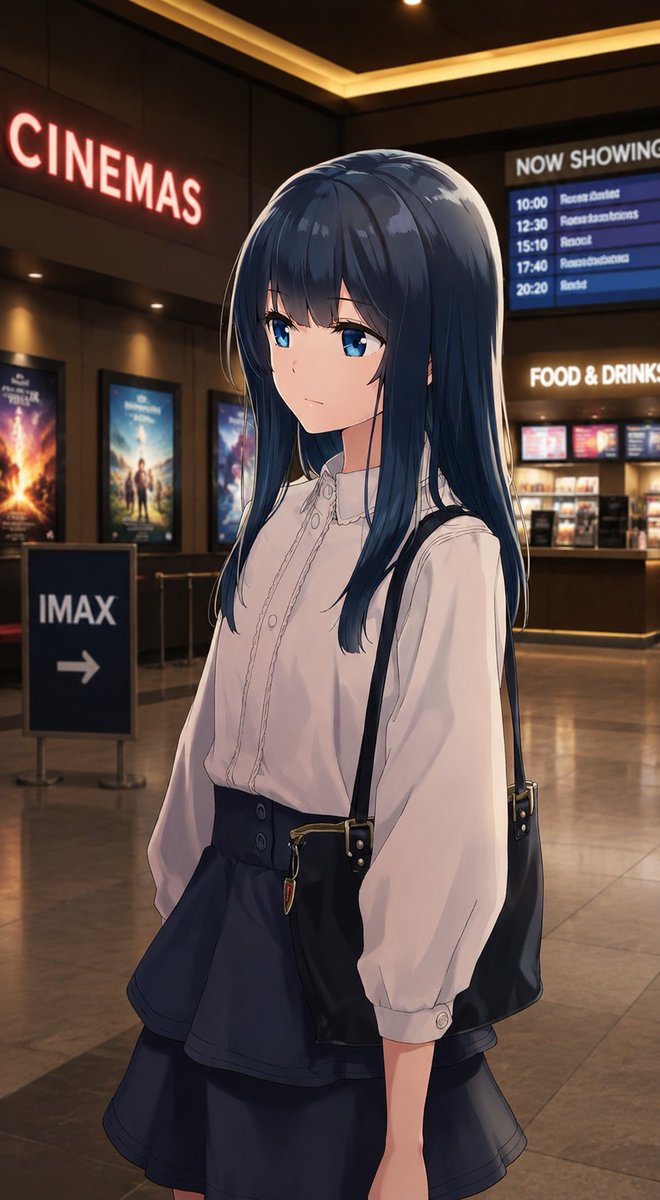 Anime Girl in Cinema Lobby
