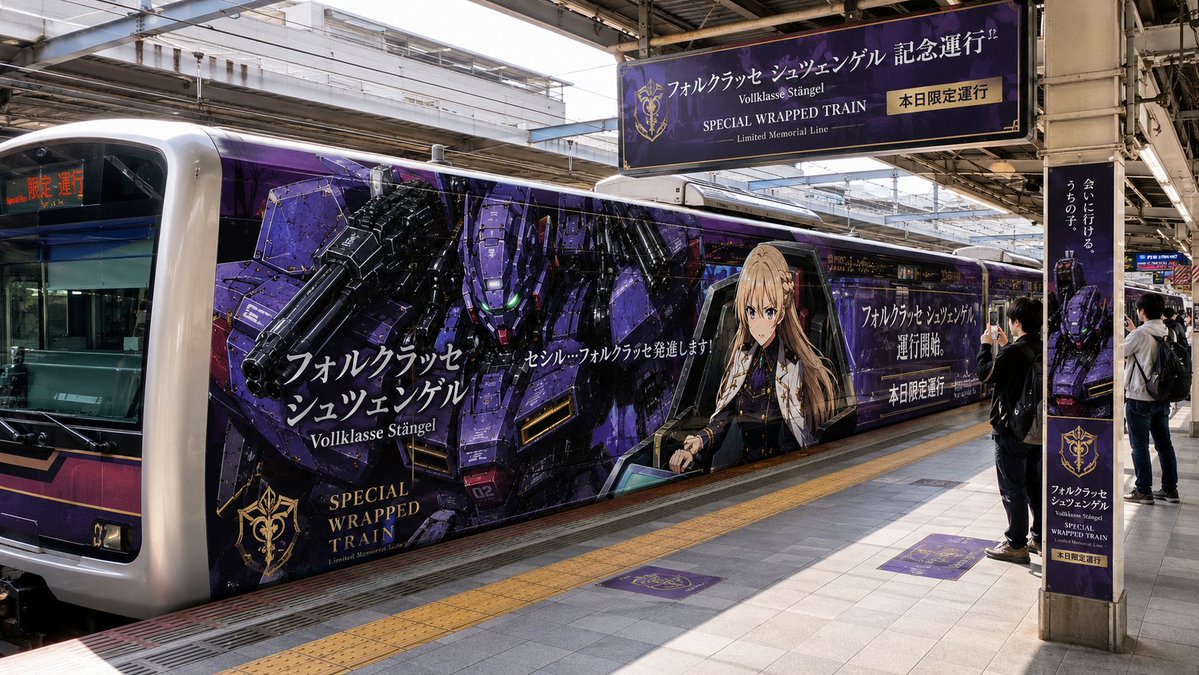 Anime Mecha Wrapped Train at Station