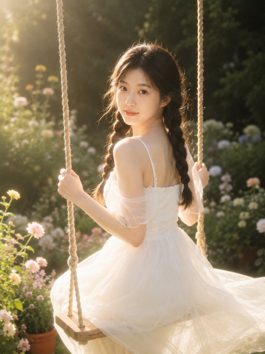 Dreamy Garden Swing Portrait