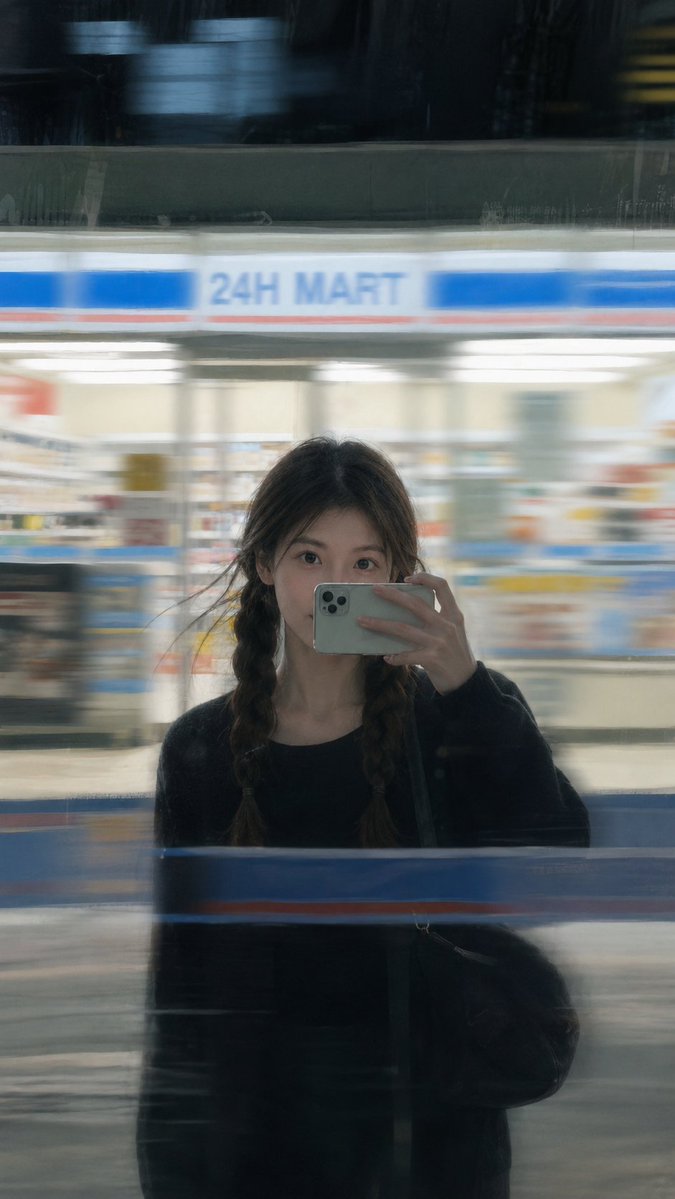 Moody Night Window Reflection Selfie