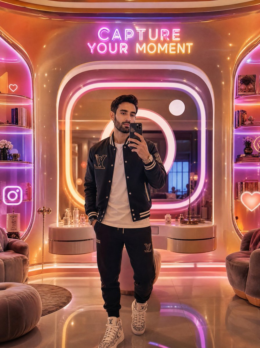 Neon Luxury Mirror Selfie