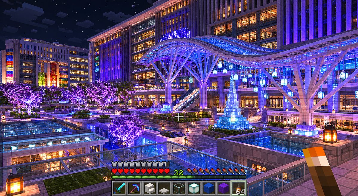 Minecraft Night Plaza Transformation