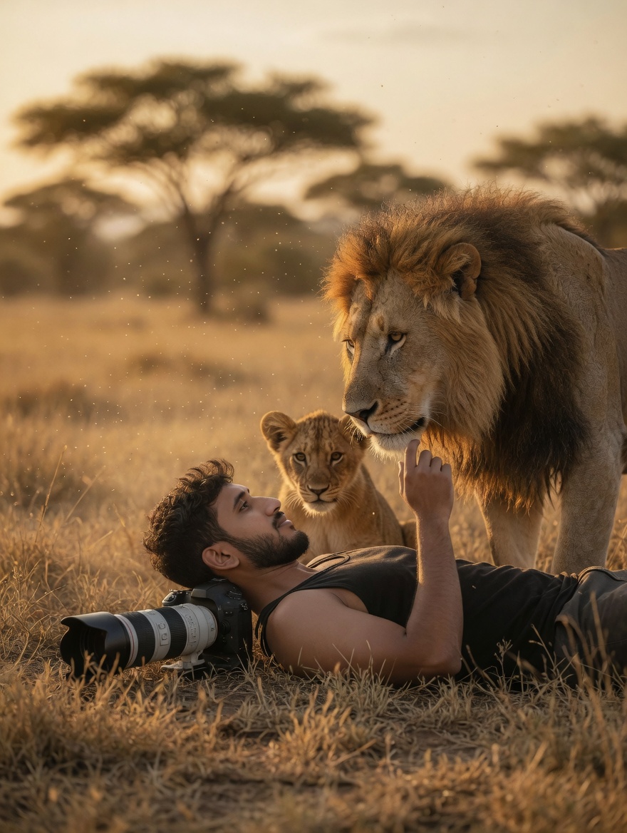 Savanna Portrait with Lions