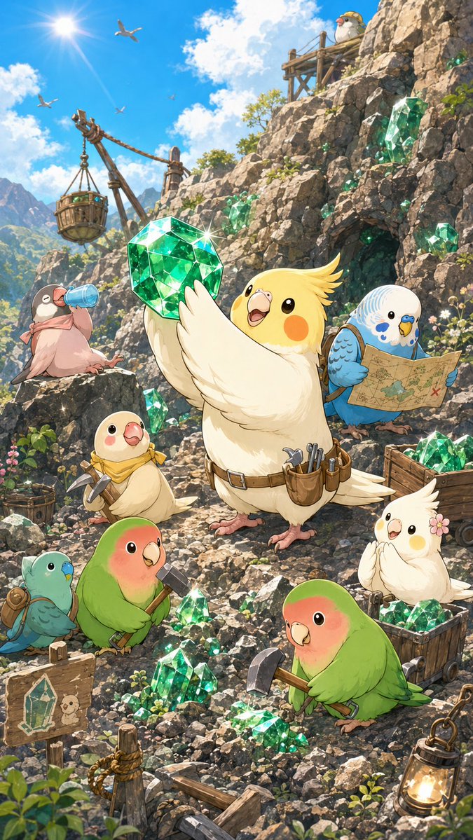 Cute Bird Emerald Mine Adventure