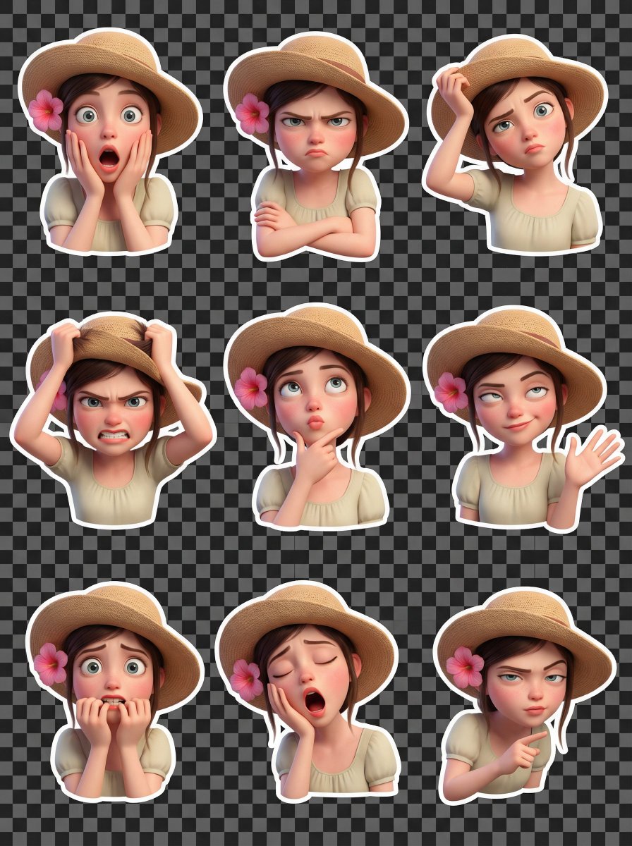 Pixar Style 3D Emoji Sticker Pack