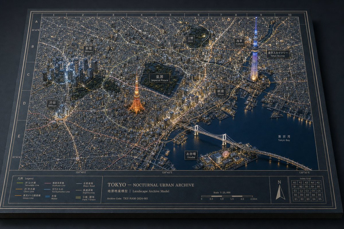Nocturnal Tokyo Diorama Map