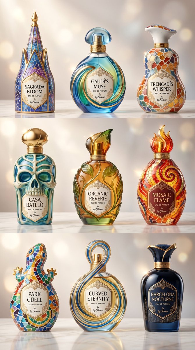 Gaudí-Inspired Perfume Bottle Grid