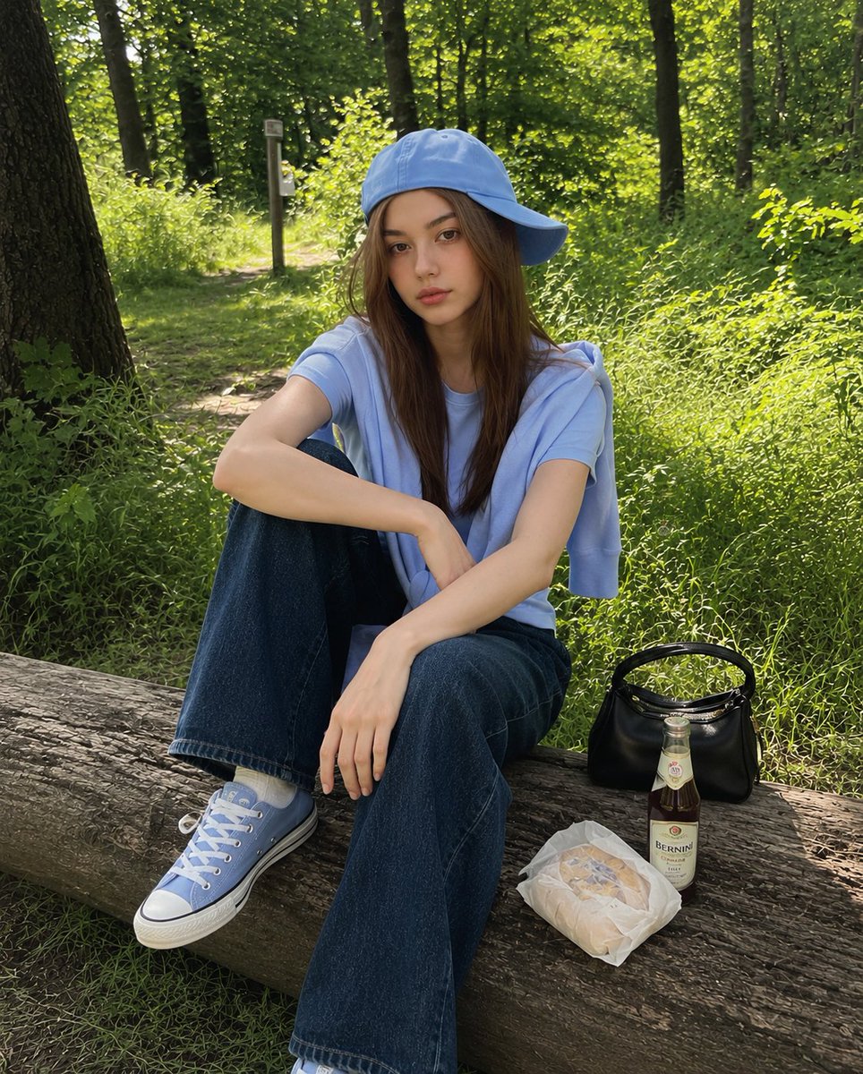 Korean Girl Forest Picnic Portrait