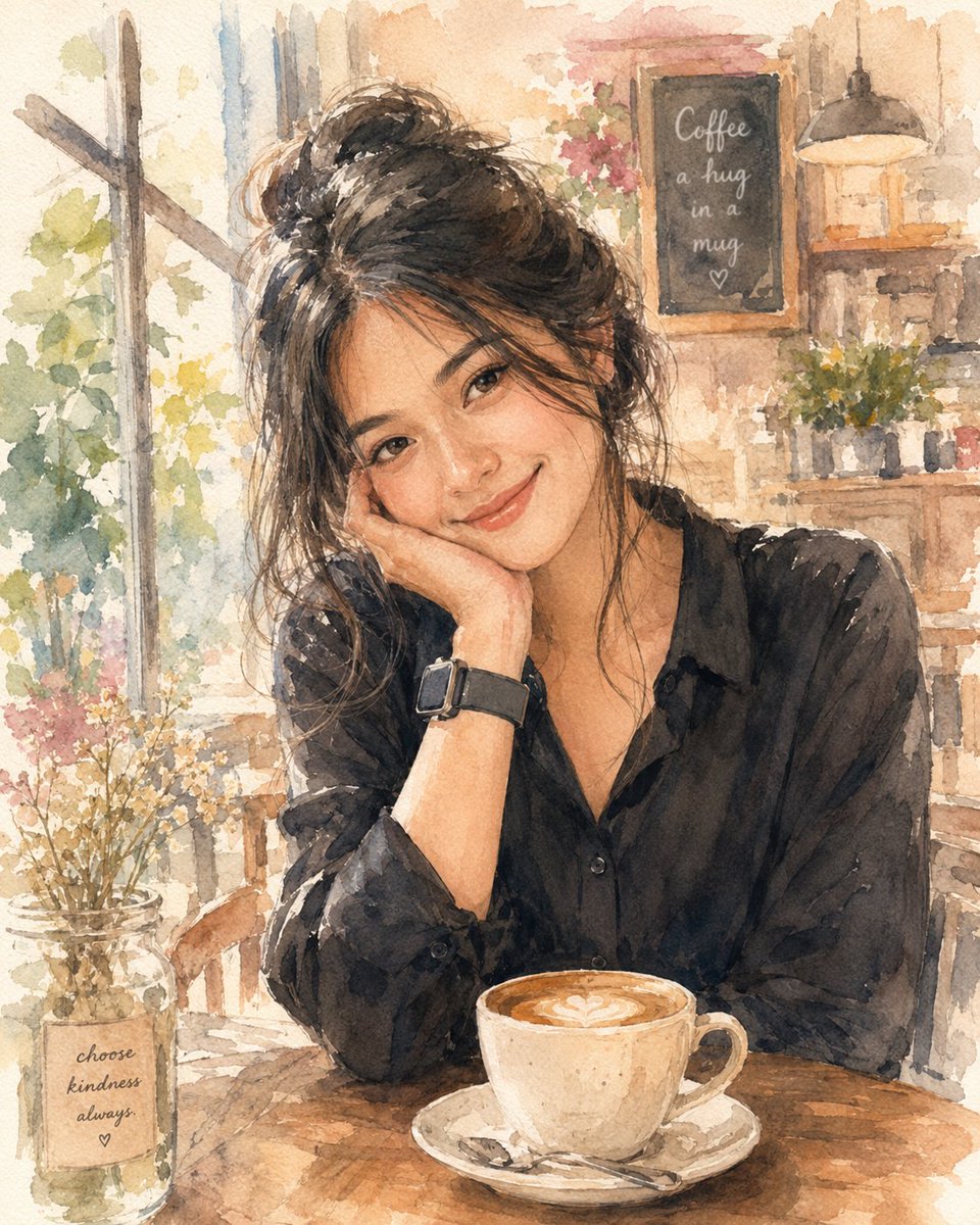 Soft Watercolor Café Illustration
